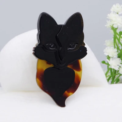 B5710C3YellowBlack WXJCAN брошь из ацетатного волокна с кошачьим лицом, броши для рюкзака, рубашки, украшения ручной работы, экологичный корсаж в виде животных, акриловые украшения - Окраска металла: B5710C3YellowBlack