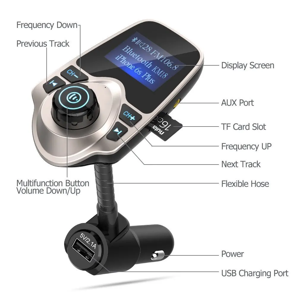 Nulaxy Автомобильный MP3 плеер FM передатчик Bluetooth гарнитуры car Kit модулятор для iPhone 8 с