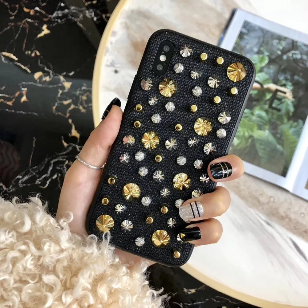 Роскошный брендовый сексуальный чехол с металлическим блеском и заклепками для