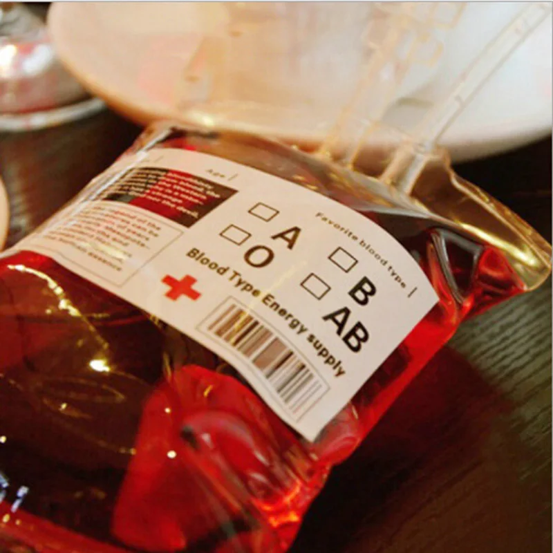

Party Clear Food Grade PVC Material Reusable Blood Energy Drink Bag Halloween