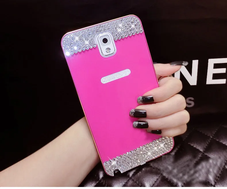 2 in 1 Metal Aluminum Frame Anti-scratch Rhinestone Bling Diamond Cover Case For Samsung Galaxy note 3 4 S3 S4 S5 I9200 |