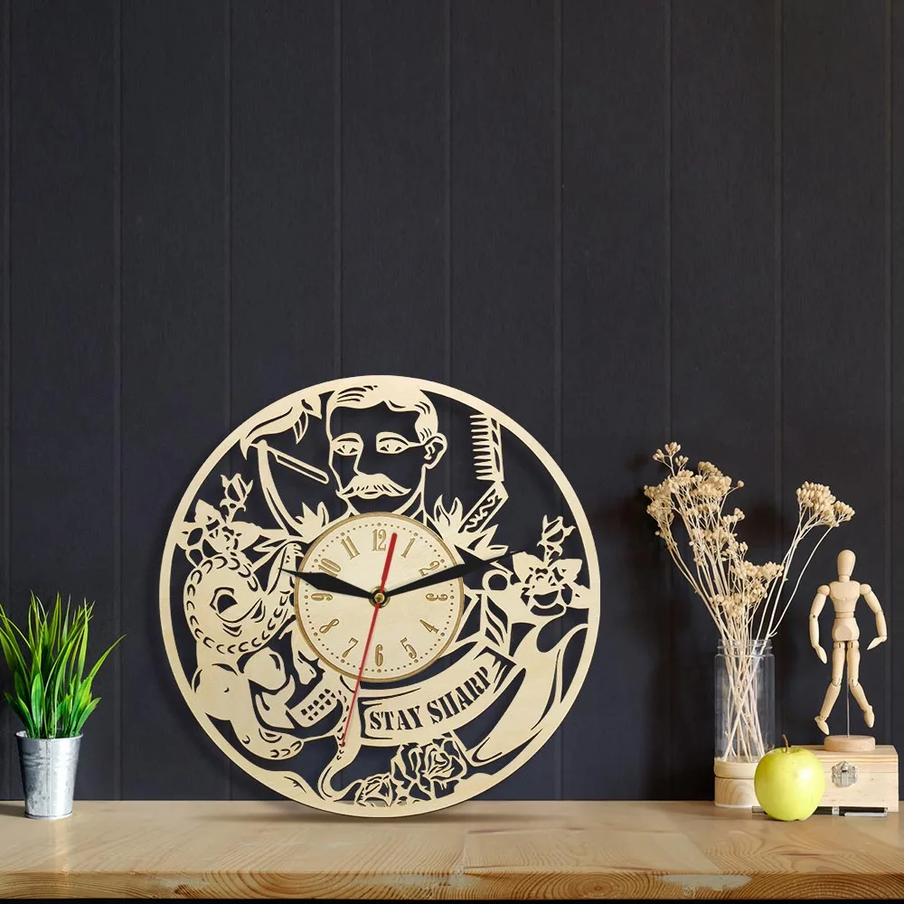 Оставайтесь острыми парикмахерскими знак логотип ручной работы деревянные