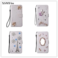 xsmyiss fashion bling rhinestone diamond pu leather flip cover wallet case for samsung s6 s7 edge s8 s9 plus note 8 9 10 case