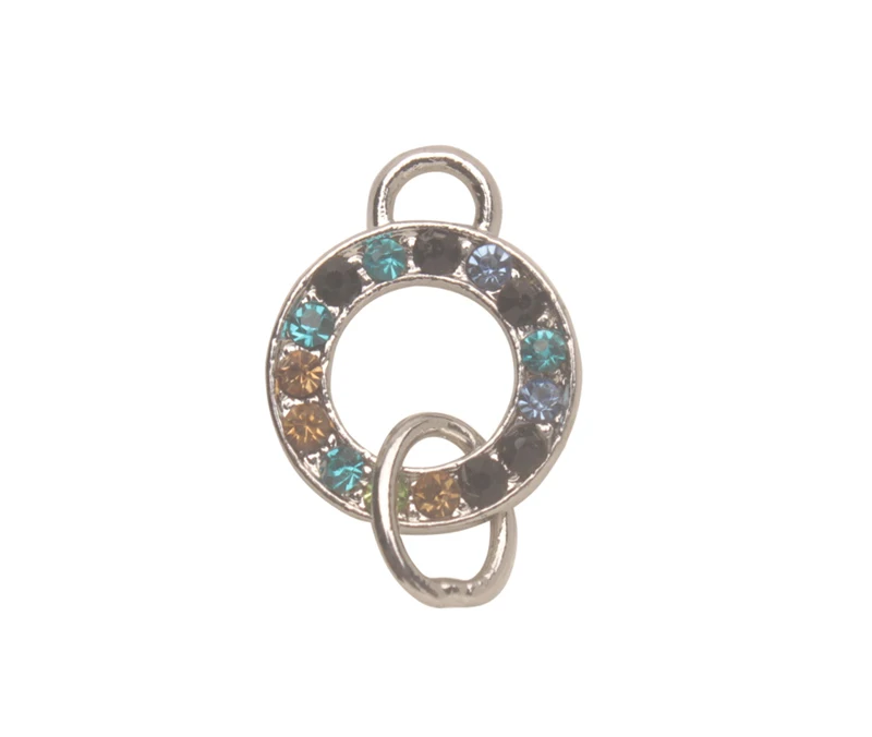 

48PCS Multi-colors Rhinestone Silver Tone Charm Carrier