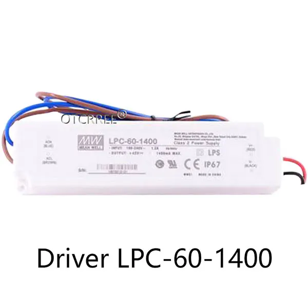 Driver LPC-60-1400 CREE CXB3590 COB светодиодный светильник полный спектр с идеальным держателем 50-2303CR радиатор Meanwell драйвер 100 мм стеклянный объектив/Отражатель - Испускаемый цвет: Driver LPC-60-1400