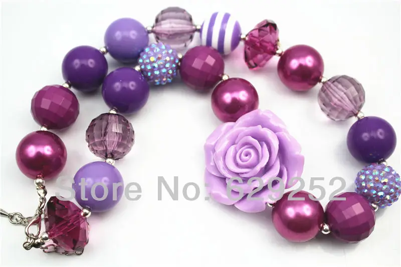 Новогодние подарки 10 шт. пурпурные цветы фиолетовые бусины крупные ожерелья для