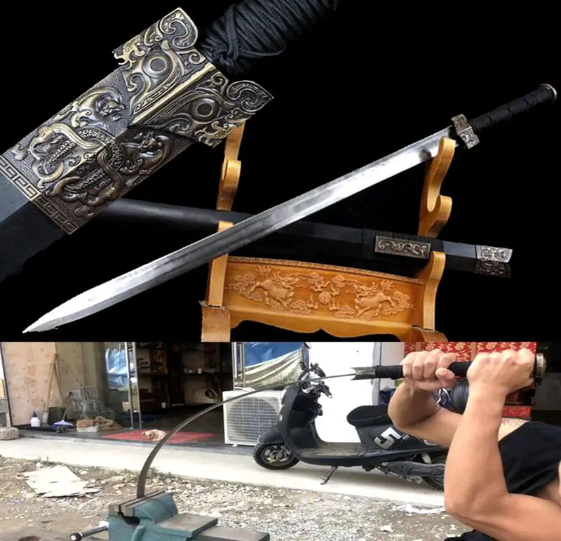 Высокопрочный пружинный стальной ручной работы Китайский Меч WuShu с двойным краем