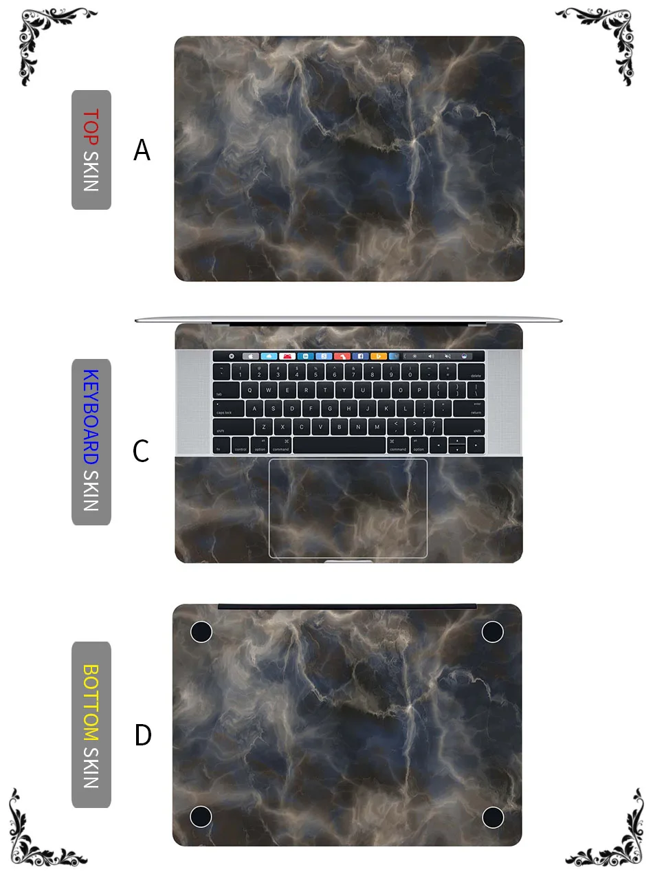 Волшебная мраморная зернистая Обложка для ноутбука Macbook Pro Air retina 11 12 13 15 дюймов hp Mac hp Dell Защитная Наклейка