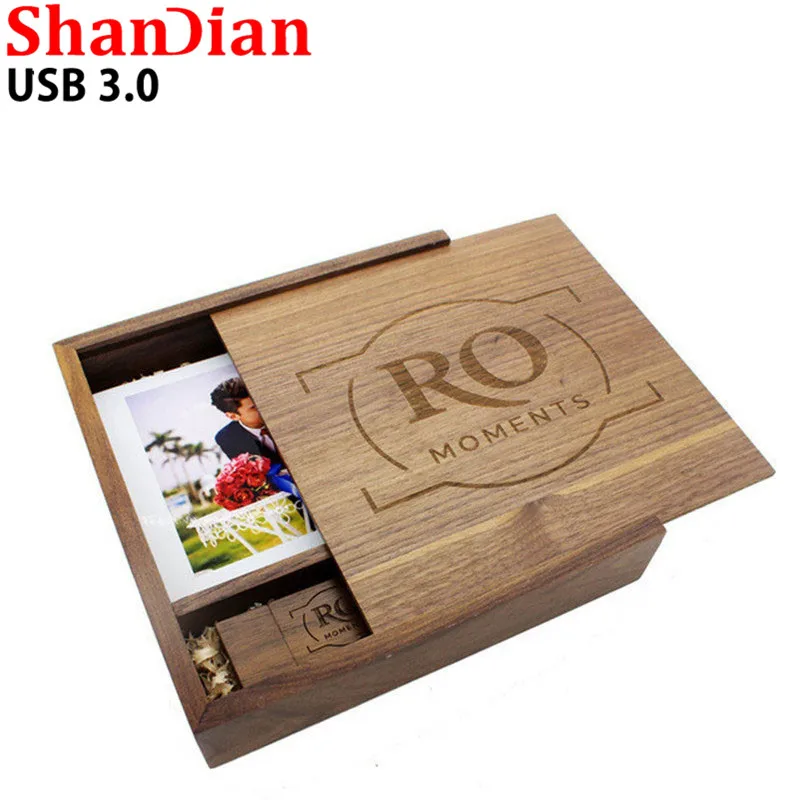 SHANDIAN USB 3,0 логотип клиента деревянный фотоальбом usb+ коробка usb флеш-накопитель U диск Флешка 8 ГБ 16 ГБ 32 ГБ фотография свадебный подарок