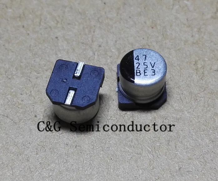 100pcs 25V 47uF 6*5 MM SMD Aluminum electrolytic capacitors 6X5MM | Электронные компоненты и принадлежности
