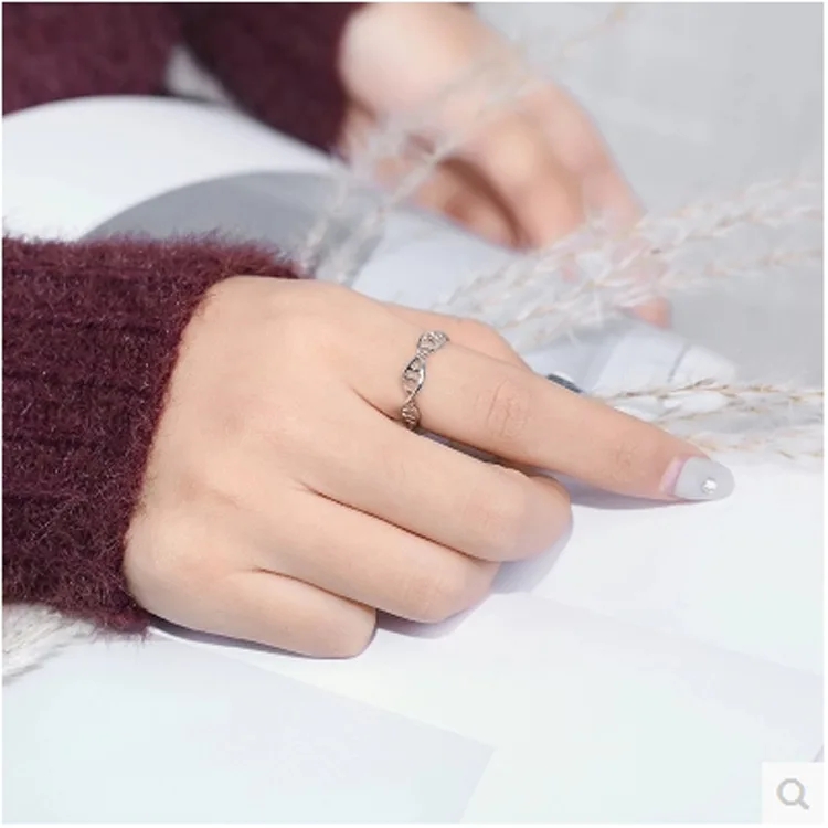 Маргаритки 925 пробы Серебряные двойной спирали ДНК Структура разомкнутые кольца