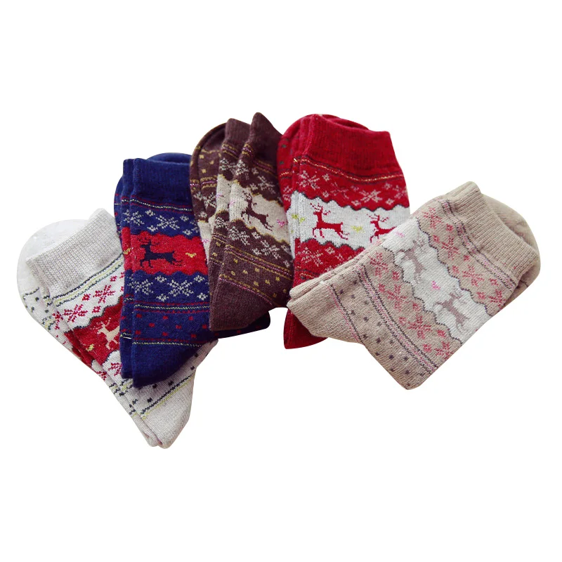 3 пары Шерстяные Носки с рисунком рождественского оленя|Носки| |
