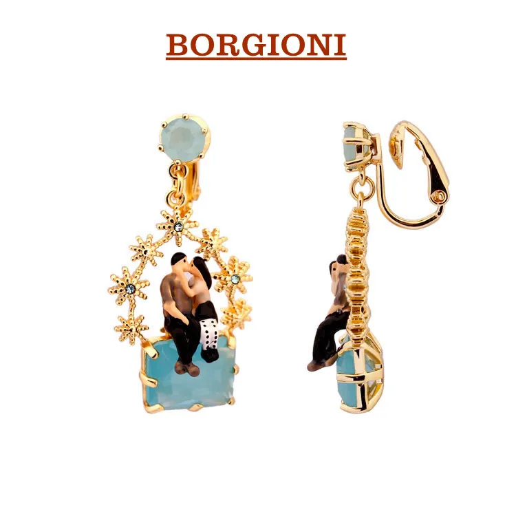 2019 Новый Ручная роспись романтичный Париж Любители девушка серьги-гвоздики с