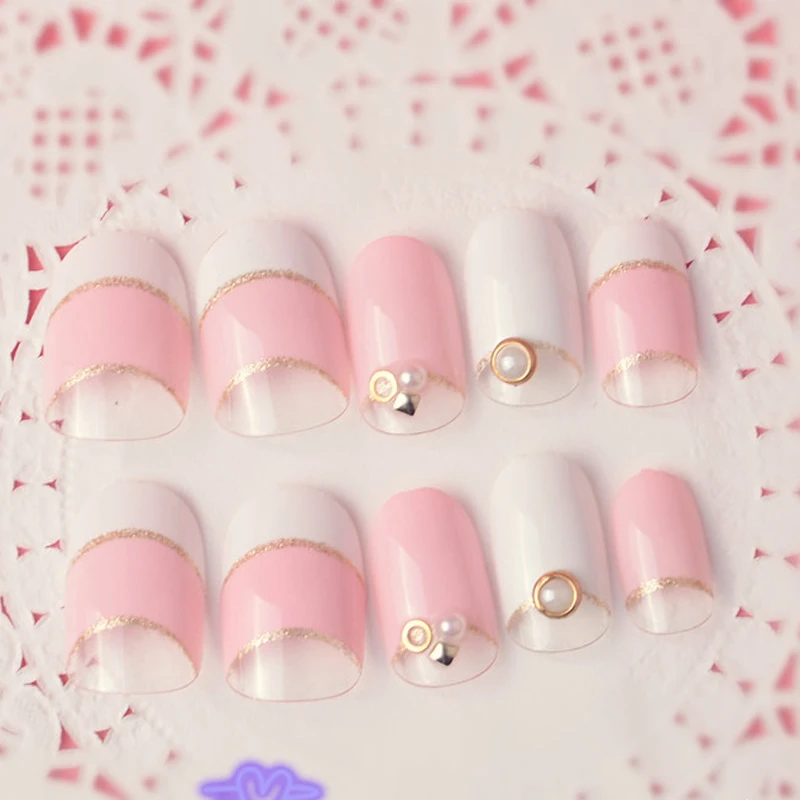 3D Украшенные Новое поступление свет Цвет Ложные Типсы Короткие Поддельные