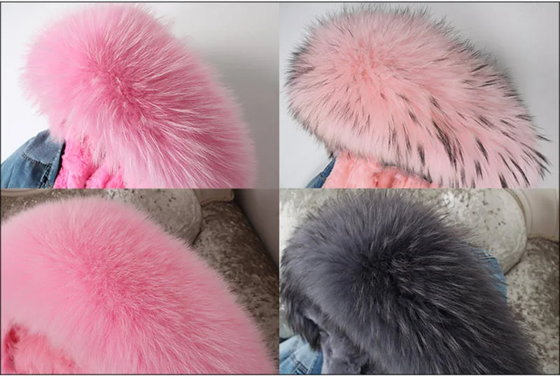 2018 зимняя куртка для женщин натуральный мех пальто парка енота воротник кролика