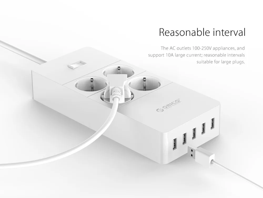 ORICO Защита от перенапряжения USB зарядное устройство бытовая техника 4 AC EU power Strip1.5 метра шнур питания с 5 портами usb зарядная станция