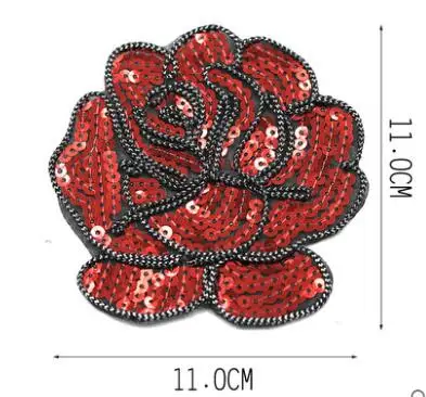 Red Color 5pcs AHYONNIEX 5 шт./лот расшитые блестками бусины бренд роза ткань патчи гладить на аппликация на сумку наклейки на одежду - Цвет: Red Color 5pcs