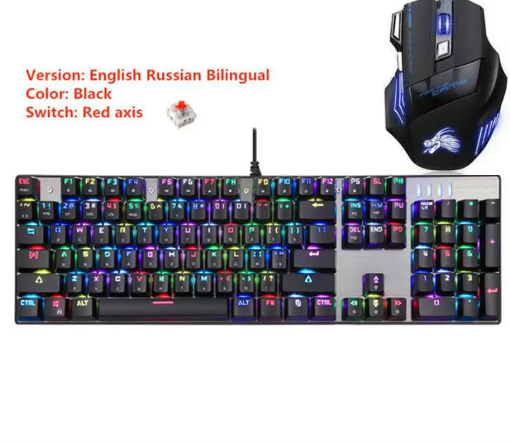 Russian Red Mouse Motospeed CK104 металлический переключатель с 104 клавишами RGB игровая Проводная Механическая клавиатура светодиодный с подсветкой анти-привидение для геймерского компьютера - Цвет: Russian Red Mouse