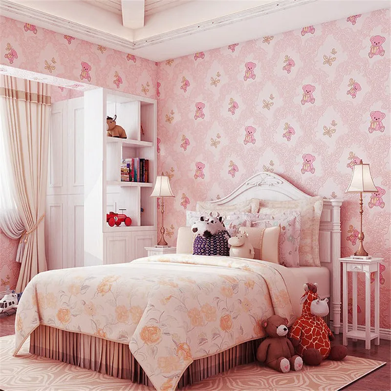 

Blue/Pink Flowers Animals 3D Cartoon Photo Wallpapers Rolls Children Wallpapers for Kids Room Girls Boys Living Room Home Decor
