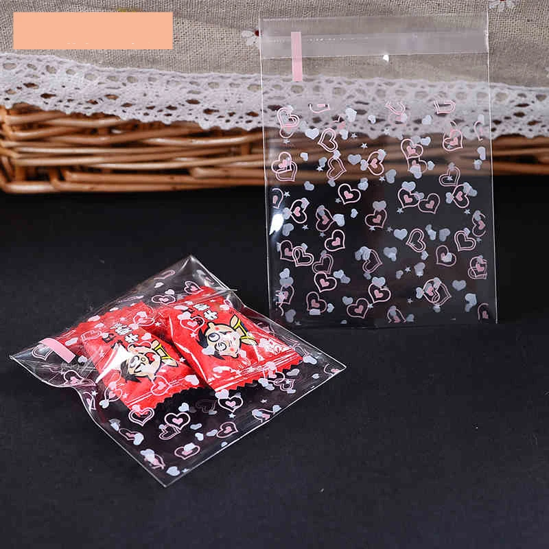 

100 шт. 10x10 + 3 см розовое сердце печенье конфеты печенье сладкое печенье подарки мыло подарки Виолончель ОПП пластиковый пакет украшение для с...