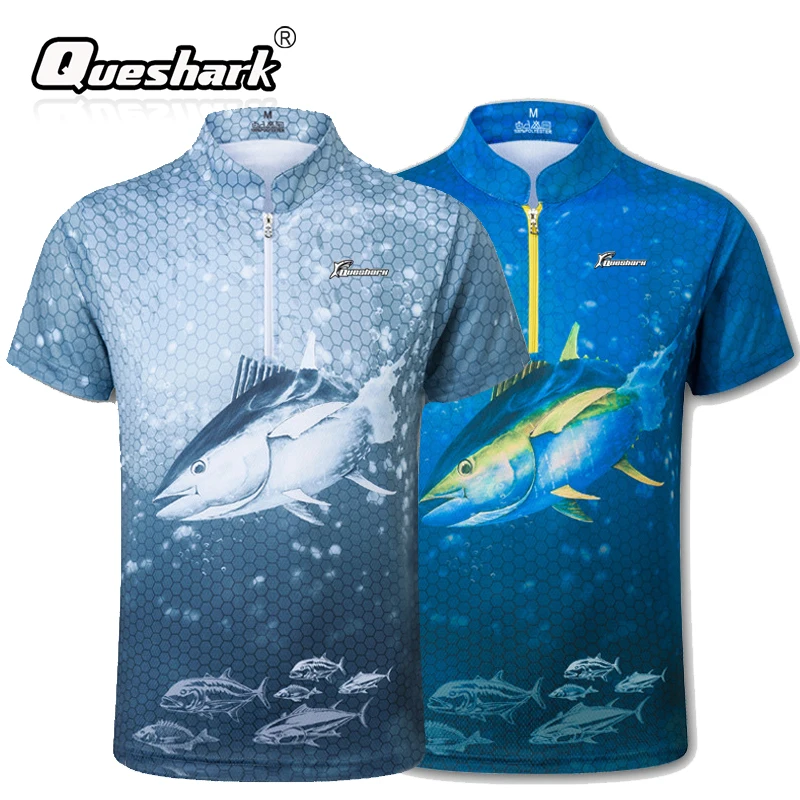 Мужская футболка Queshark с защитой от УФ лучей и стоячим воротником 3D принтом