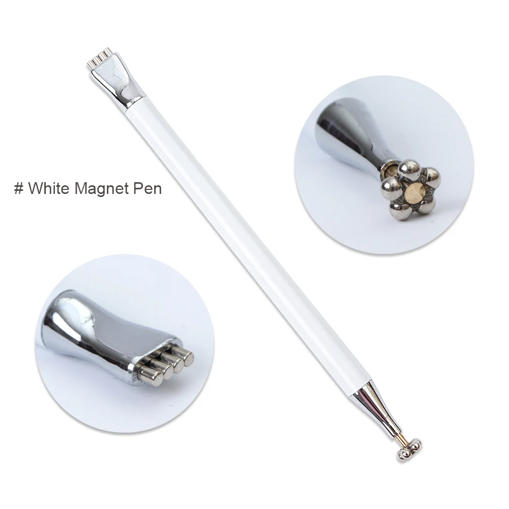 White Magnet Pen Двойная магнитная палочка для украшения ногтей кошачий глаз магнит для Полимеризации Гель-лака 3d линии газа эффект Магнитный съемник для жестких бирок для электронного отслеживания товара, инструменты для резьбы по дереву BE537-1 - Цвет: White Magnet Pen