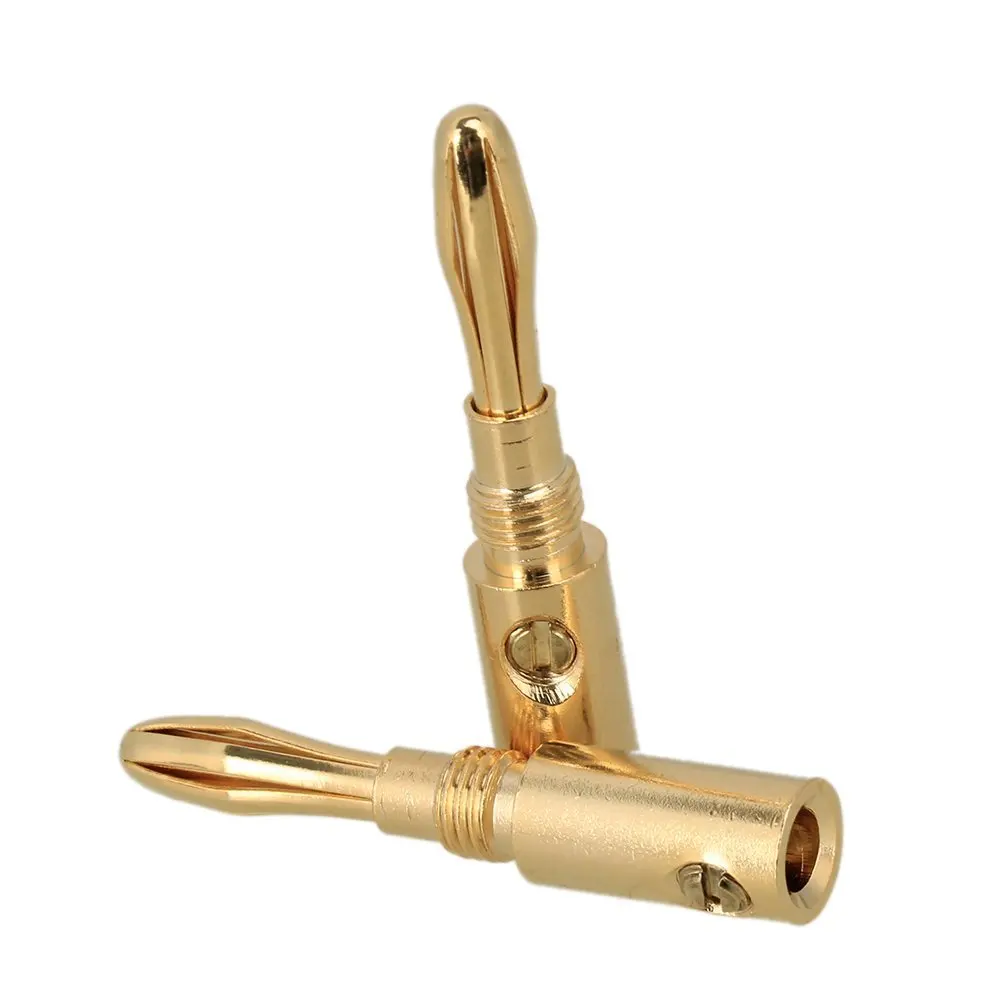 Золотой 4 мм медный музыкальный аудио динамик кабель провод разъем позолоченный