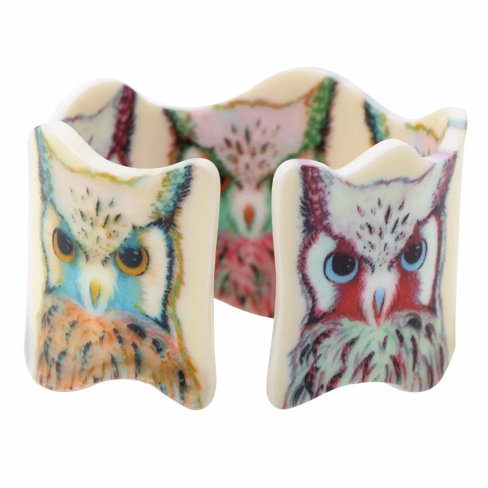 Bonsny уникальные браслеты с широкими вещами в виде совы ювелирные изделия для