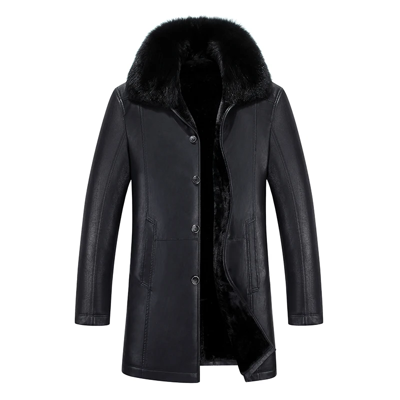 2020 мужское кожаное пальто из искусственной овчины зимние мужские кожаные куртки