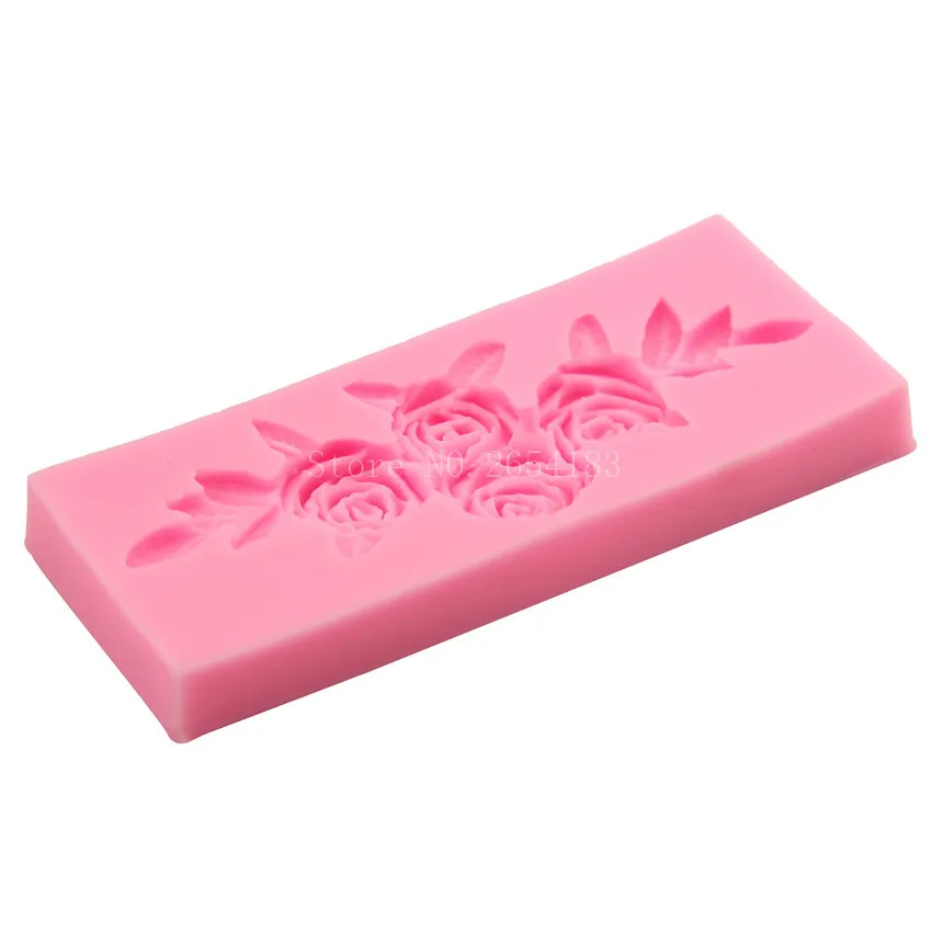 Силиконовое мыло для мастики с цветами розами и листьями 3D форма торта капкейков