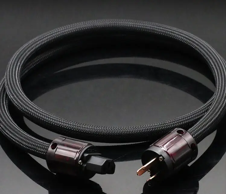 

Black Pure Copper HIFI Audio Power Extension Cable USA AC Mains Power Cable