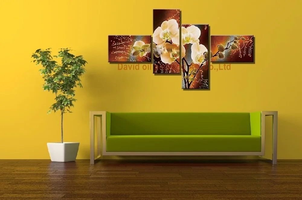 handmade oil painting on canvas modern 100% Best Art White flowers original dy-174 | Дом и сад