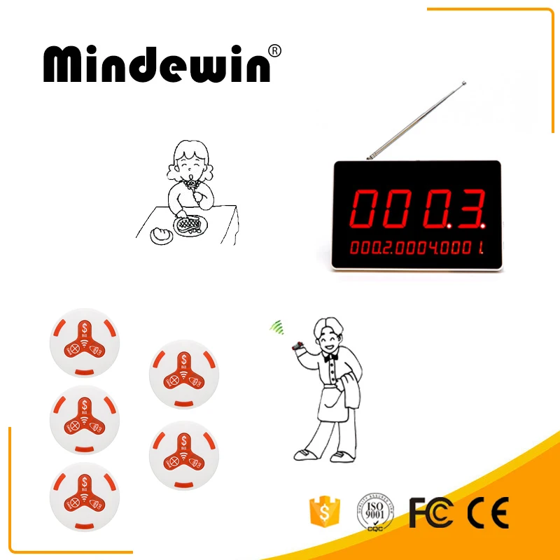 Mindewin электронный ресторанный Настольный номер светодиодный дисплей и 5 шт. белых