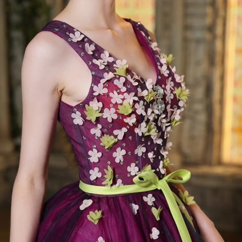 Длинные бальные платья 2019 фиолетовые пышные с аппликацией Vestidos De 15 Sixteen милые для