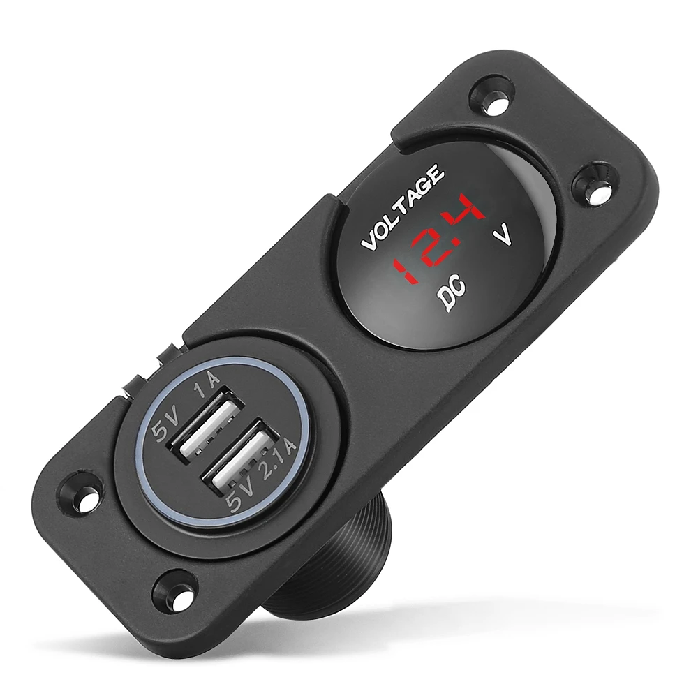 2018 двойной зарядное устройство USB DC 12 24 V Панель цифровой светодиодный фонарь