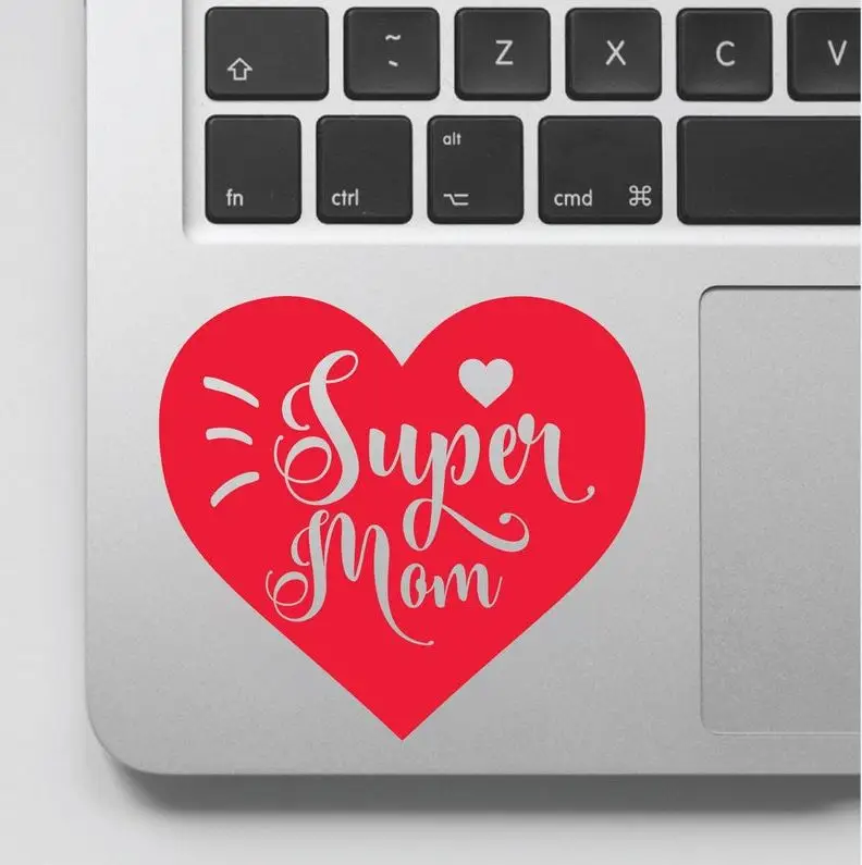 Наклейка с надписью Super Mom With Love Heart наклейка для ноутбука компьютера украшение