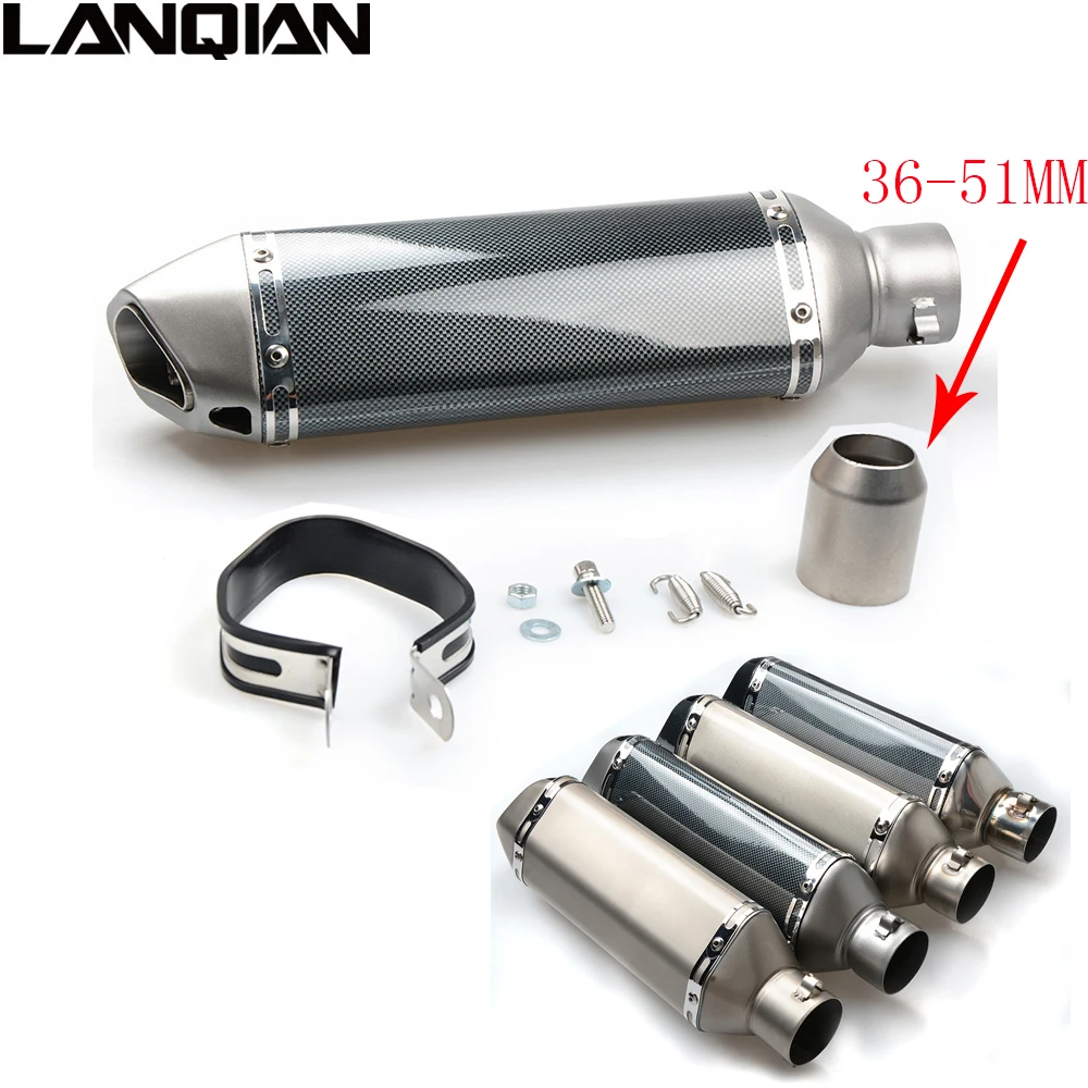 38- 51MM Carbon fiber Motorcycle Escape Modified Muffle Exhaust Pipe for SUZUKI GSXR GSX-R 600 750 1000 1300 K4 K5 K6 K7 K8 K9 | Автомобили