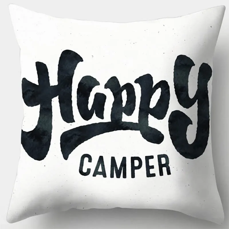 Наволочка с геометрическим узором и буквами черный белый цвет любовь панда