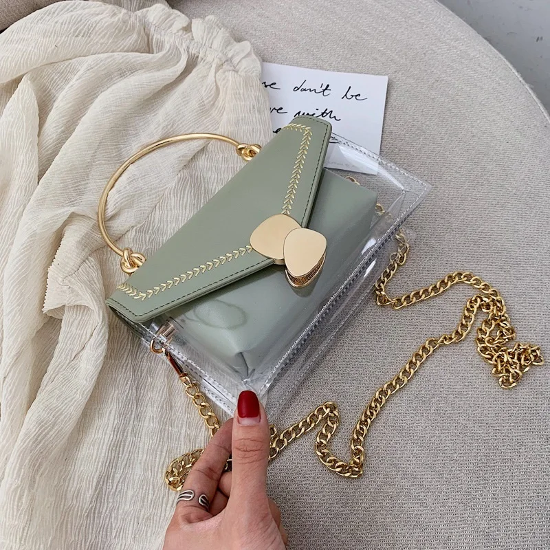 Прозрачная женская сумка 2019 новая волна Корейская версия сумочки с цепочкой