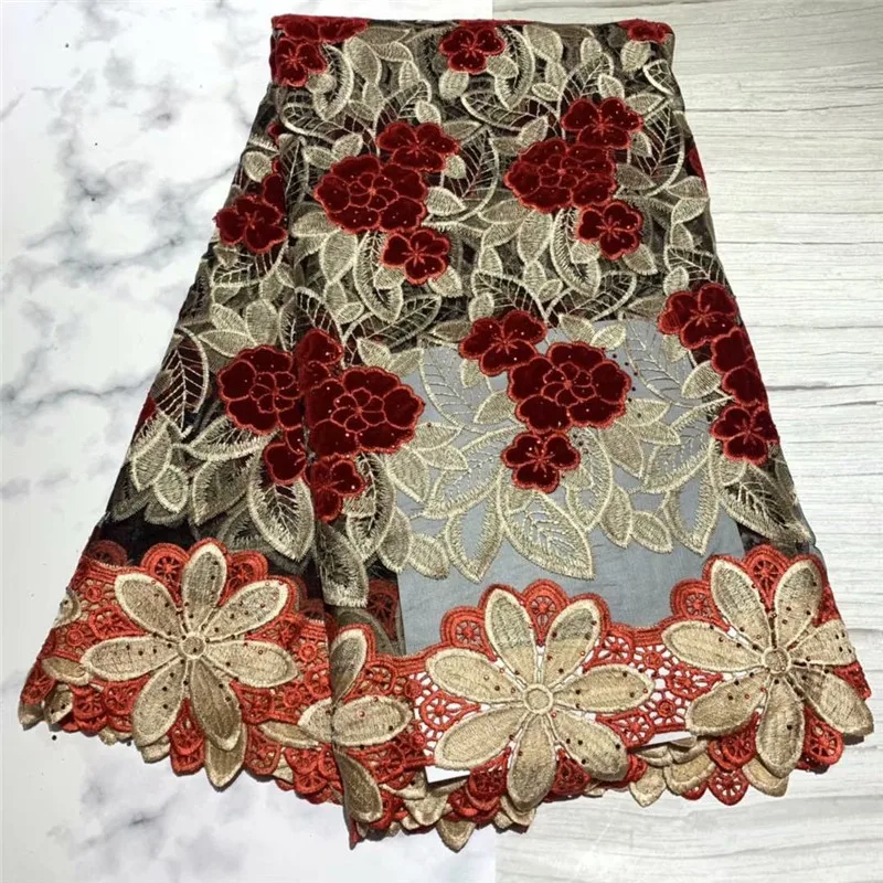 

African Stones Lace Fabric 2019 High Quality Lace French Net Embroidery Tulle Lace Fabrics For Nigerian Party Dress df4-63