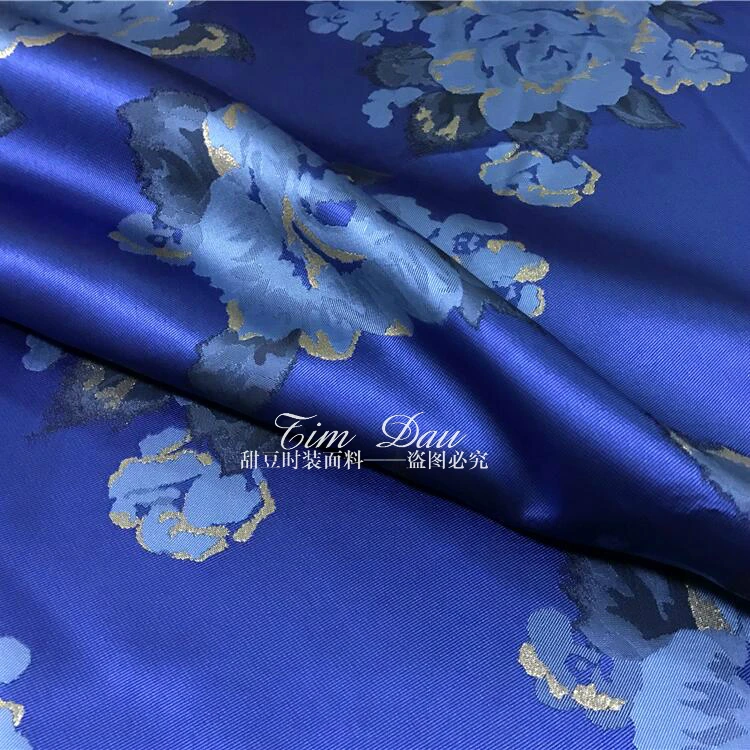 Пион жаккардовая парча из шероховатой ткани модное Золотое Платье жаккардовой