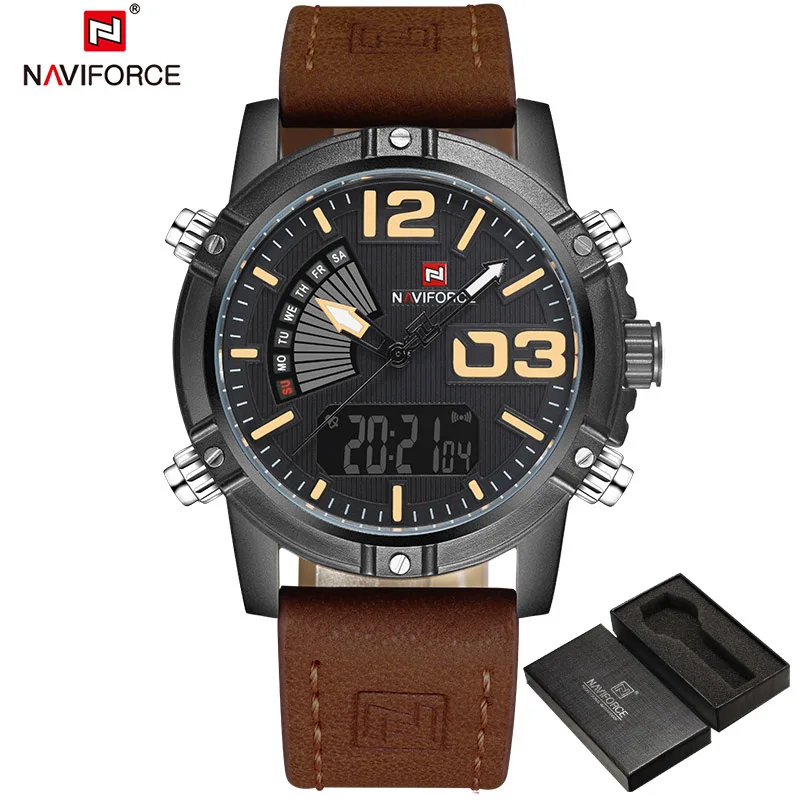 Часы NAVIFORCE Мужские кварцевые аналоговые модные спортивные водонепроницаемые в