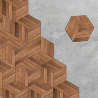 10pcsset wood pattern hexagon floor wall stickers waterproof anti slip tile art decal bathroom bedroom home decor 20x23cm