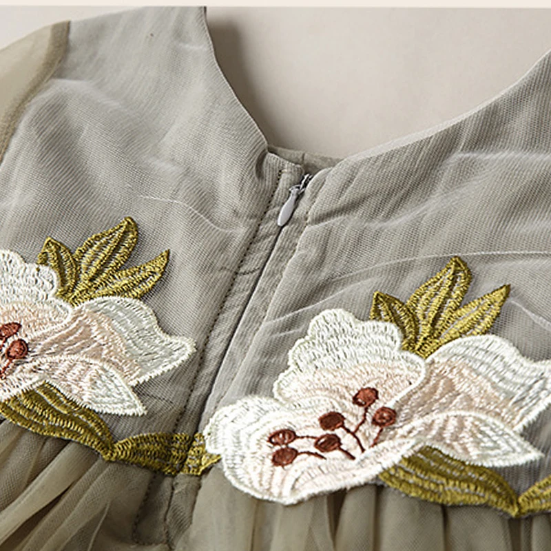 Baby Girl Dresses 2019 Embroidered Flower Fairy Mesh Princess spring girl beach floral dresses Long-sleeved children's clothing | Детская