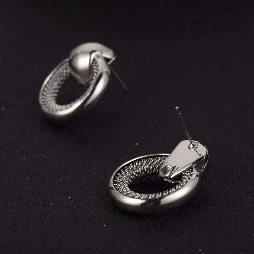 Simple Korean Silver Gold Earrings Geometric Round Circle Gear Big Bead Drop Statement For Women Punk Kpop Jewelry 2018 | Украшения и