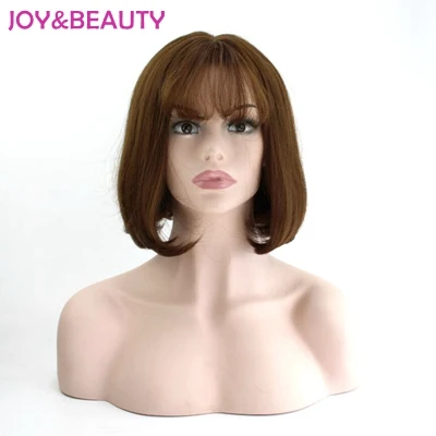 Серебристый серый JOY& BEAUTY волосы Боб короткий волнистый парик темно-коричневый синтетический парик высокая температура волокна женский парик 12 дюймов(30 см - Цвет: Серебристый серый