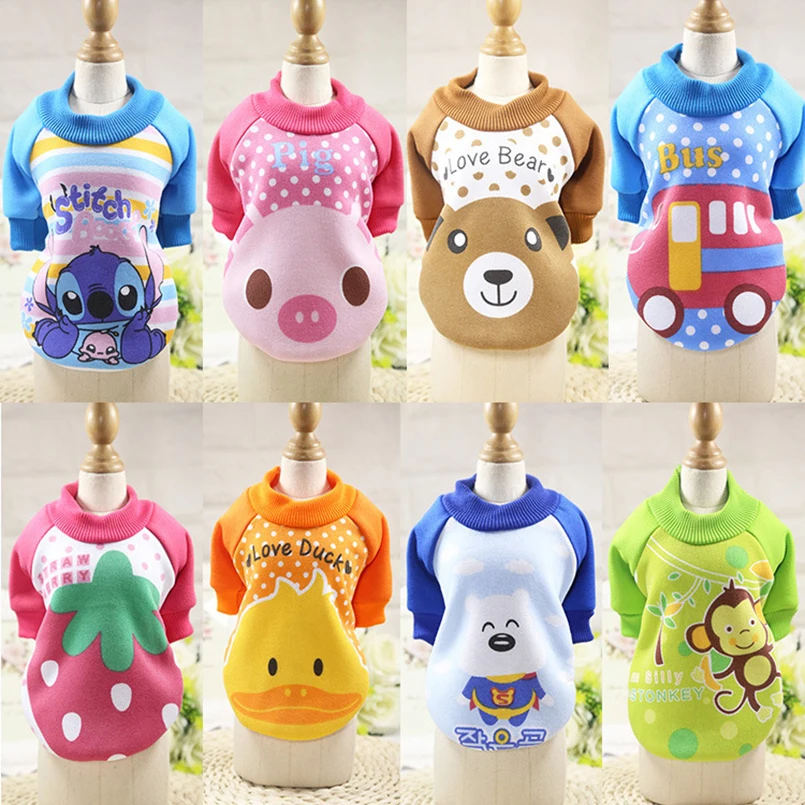 Cartoon Winter Warm Pet Dog Hoodies Clothes Cute Lovely Sweater For Dogs Jackets Cotton Puppy Overalls Teddy Chihuahua | Дом и сад