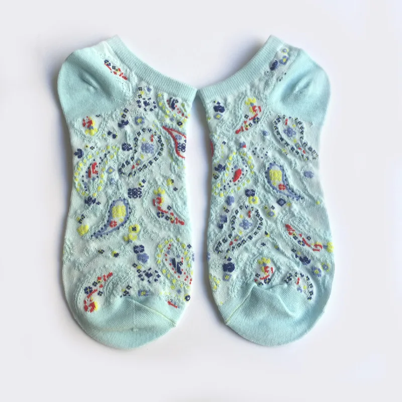 Летние женские носки по щиколотку хлопковые забавные с принтом тотема павлина