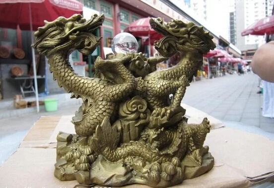 USPS в США S0157 Китайский Изысканный красный бронзовый медный фэншуй два дракона