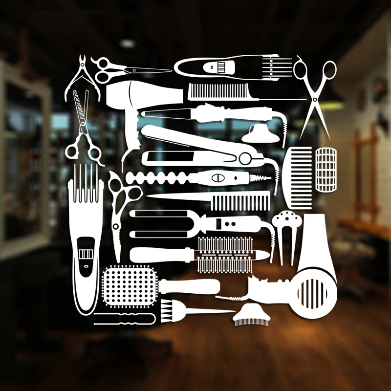 Ножницы для волос салон Наклейка на стену Красота Стикеры Парикмахерская